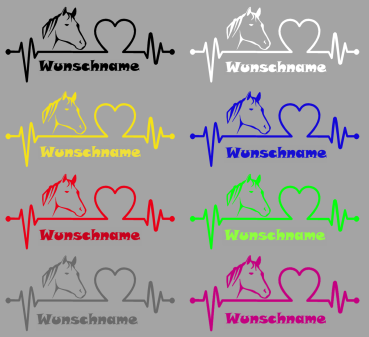 Aufkleber Pferde Herzschlag Wunschname