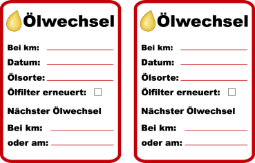 Aufkleber Ölwechsel
