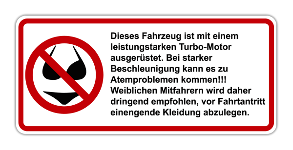 Aufkleber Turbolader Atemprobleme
